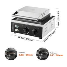 Máquina Eléctrica para Hacer Donuts, Máquina Comercial para Donuts de 1550 W con Superficie Antiadherente, Máquina para Gofres con Calefacción de Doble Cara de 12 Orificios Hace 12 Donuts, Temperatura 122-572 ℉, para Restaurante y Uso Doméstico - 1550 W - Ver 10