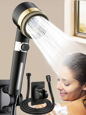 Ducha de mano - Ducha de pared montada con doble turbina, adecuada para baños, hoteles, amplia cobertura de lluvia, proporcionando una experiencia de spa, esencial para la instalación en el hogar, instalación sencilla, sin herramientas necesarias Accesorios de baño Herramientas de baño