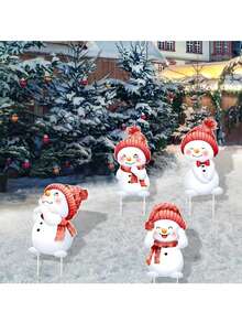 6pcs Christmas Lawn Stakes, 2D Acrylic Flat Outdoor Garden Yard Decor, Holiday Fence Garden Stakes, No Power Needed, Suitable For Home And Outdoor Walkway, Garden Party Supplies, No Electricity Required