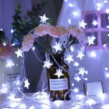 1 pieza Luces de cadena de 10/20/40/80 LED, luces de hadas y estrellas alimentadas por batería para dormitorio, fiesta, boda, festival, Año Nuevo, jardín, habitación de niños, carpa, ático, balcón, decoración interior