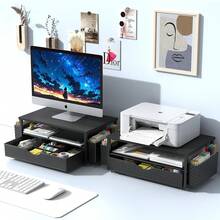 Desk Organizer And Accessories, Computer Monitor Stand Riser With Drawer And 2 Pen Holders, Office Desk Accessories & Workspace Organizers For Office Supplies (Black){Inchcolor_nameinch:InchBlackinch} - 黑色 - 查看 8