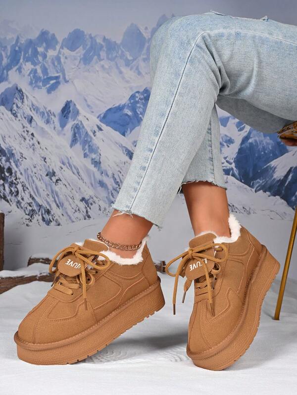 New Women Thick Sole Lightweight Snow Boots, Fashionable Thermal Lined Warm Casual Sports Winter Shoes