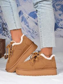 New Women Thick Sole Lightweight Snow Boots, Fashionable Thermal Lined Warm Casual Sports Winter Shoes