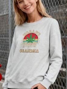 420  Pot Vintage Matching Worlds Dopest Grandma Long-Long-Sleeve Sweatshirt Sweatlong-Long-Sleeve Sweatshirt Sweatshirt - Xám - Xem 3