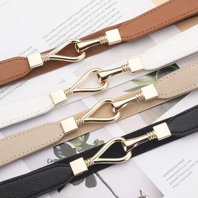 Curea elastică decorativă versatilă, potrivită pentru rochii, jachete, paltoane, neagră, stil coreean