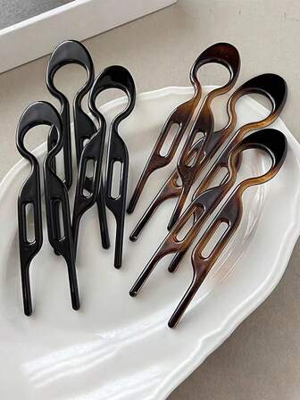 Hair Pin, French Hair Pin, Unique Acetate Fiber Hair Forks, French Tortoiseshell Hair Clips, And Simple U-Shaped Fish Shaped Hair Clips Create A Relaxed And Elegant Hairstyle U-Shaped Hair Pins, Retro Fork Hair Pin Internal Teeth Hair Clips, Suitable For All Women's Hair Styles, Hair Styling Accessories, Stocking Stuffers Women
