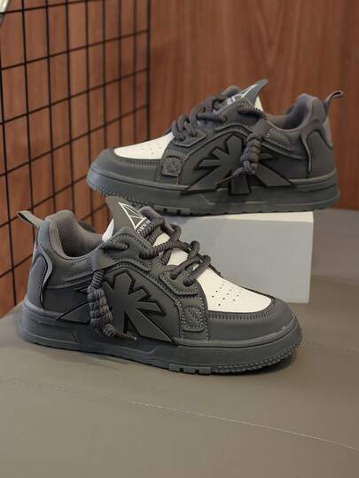 1 Pair Back To School Casual & Fashionable Children's Sports Shoes, Made Of PU Leather Patchwork Upper, Soft, Comfortable, Lightweight, Easy Slip-On Closure, Suitable For Indoor, Outdoor, Play, Sports And Other Occasions