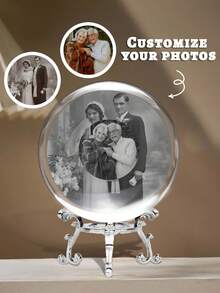 1 pieza Bola de cristal con foto personalizada y personalizada - 13 estilos, Bola de foto de ultrasonido, Regalos de embarazo para mamás primerizas, Regalo para mamá, Mejores regalos para mamá en espera, Bola de cristal con foto grabada con láser con base, Regalos personalizados para él, ella, cumpleaños (con base plateada, 6 cm), Regalos personalizados - Multicolor - Ver 8