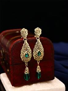 1 Pair Elegant Women's Earrings, Handcrafted Zinc Alloy With Artificial Gemstones, Jewelry Gift For Ladies, Suitable For Parties, Weddings - Multicolor - View 8