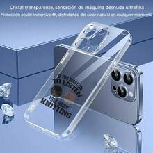 Carcasa transparente de teléfono móvil de moda Cubierta de teléfono transparente para iPhone con diseño de tejido y texto en inglés para amantes del tejido y crochet ideal para uso diario - transparente - Ver 3