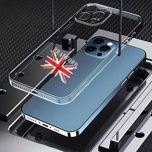 Carcasa transparente de teléfono móvil de moda Cubierta de teléfono transparente para iPhone con diseño de bandera británica y texto Bradford color gris claro ideal para uso diario y viajes - transparente - Ver 4