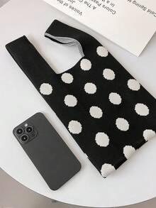 lulu kewen Túi xách mini nữ, túi đan móc casual, túi đeo chéo nhỏ nhắn cho nữ, túi đan móc chấm bi, túi xách nữ thanh lịch, túi thời trang cho nữ, thích hợp cho kỳ nghỉ, trường học, đi làm, mua sắm, tiệc tùng, tụ họp, dạo phố, du lịch, cắm trại - Món quà lý tưởng, lễ kỷ niệm, đám cưới - màu đen - Xem 10