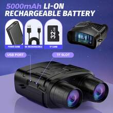 3" Screen Night Vision Binoculars With 32GB SD Card & 5000mAh Rechargeable Battery, Supports Photo/Video Capture And Playback, Suitable For Camping And Outdoor Activities, Black/Olive Green