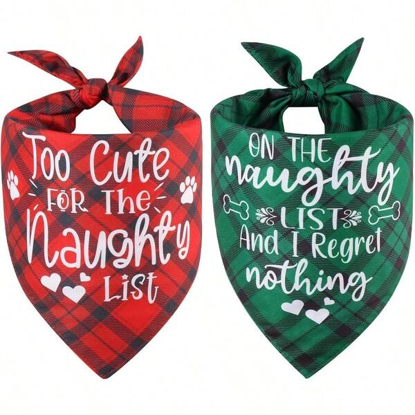 Funny Christmas Dog Bandanas 2 Pack Adjustable Reversible Triangle Christmas Plaid Dog Scarf For Small And Medium Dogs Premium Durable Fabric Bibs For Pets Small - Perfect For Holiday Parties Outdoor Walks And Photo Sessions With Stylish And Comfortable Design