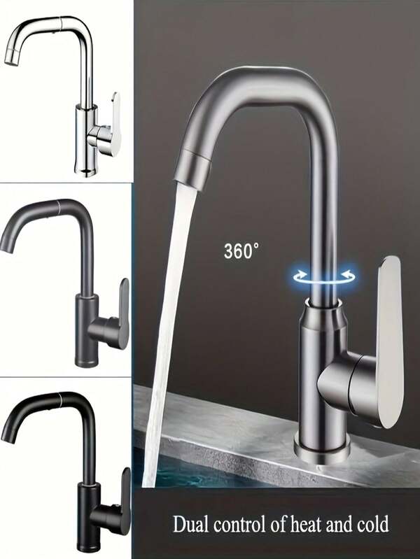 2-In-1 Kitchen Faucet, Cold & Hot Water, Rotatable, Easy Installation, Bathroom Sink Tap, No Electricity Required, Home & Kitchen Accessories