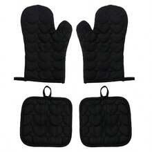 4pcs Heat Resistant Gloves, Solid Color Microwave Oven Baking Gloves, Kitchen Baking Anti-Scald Insulation Pad