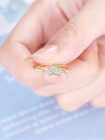 1pc S925 Sterling Silver 14K Gold Plated Minimalist Delicate Ring, Unique Design, Simple & Elegant