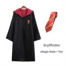1pc Warner Bros. -Style Or House Robe: Black Long Robe With Red Collar, Embroidered Dragon Head Emblem, Realistic School Uniform Design, Combining Fashionable And Magical Campus Vibe, Suitable For Cosplay, Collection, And Themed Parties, Comfortable And Well-Fitted. - Multicolor - View 28