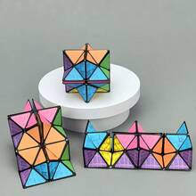 3D Transforming Cube - Twistable Puzzle Toy, Hexagonal Interlocking Design, For Teens And Adults - Perfect Christmas, Birthday, Thanksgiving Gift, Cute And Durable Puzzle - 條紋 - 查看 8