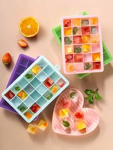 1pc 24-Cavity Flexible Silicone Ice Cube Tray With Lid, Ice Cube Maker, Flexible Ice Cube Mold For Kitchen DIY, Keeps Drinks Chilled For Long Time, Suitable For Whiskey And Cocktails, Reusable - Multicolor - View 2