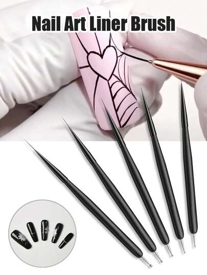 Nail Brush,Nail Art Liner Brushes,5Pcs Dotting Pen Tools ,Nail Art Brushes Thin Liner Set(4/8/12/15/20 Mm) For Long Lines, Thin Details Gel Polish Nail Paintings,Nail Brushes,Dotting Pen,Double-End Nail Art Tools,Nail Art Tools,Nail Supplies,Nail Tools,Nail Tech Supplies,Brush For DIY,Gift For Women,Use For Gel Polish,Poly Extension Gel,Builder Nail Gel,Rhinestone Gel,Acrylic Powder
