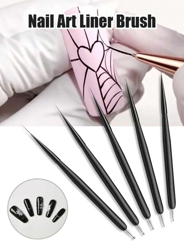 Cepillo de uñas, pinceles de línea de arte de uñas, 5 piezas de herramientas de bolígrafo de punteado, juego de pinceles de línea delgada (4/8/12/15/20 mm) para líneas largas, detalles finos, esmalte de gel, pintura de uñas, cepillos de uñas, bolígrafo de punteado, herramientas de arte de uñas de doble extremo, suministros de arte de uñas, herramientas de uñas, suministros de técnicos de uñas, cepillo para DIY, regalo para mujeres, para usar con esmalte de gel, gel de extensión de polímero, gel de construcción de uñas, gel de rhinestone, polvo acrílico