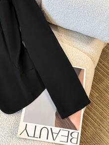 Blazer de oficina de unicolor negro para uso casual y de oficina en primavera - Negro - Ver 5