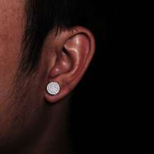 Men's Round Stud Earrings Plated In 925 Sterling Silver And 18k Gold - 銀色 - 查看 4