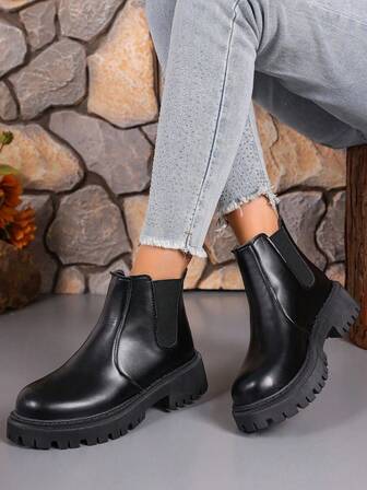 Women's Fashion Round Toe Slip-On Comfortable Classic Ankle Boots And Short Boots, Plus Size, Autumn/Winter
