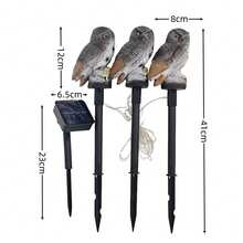 Solar Powered LED Owl Light, Outdoor And Garden Decor Pathway Lighting, Yard Lamp, Realistic Owl Design Gift For Owl Enthusiasts - 灰色 - 查看 5
