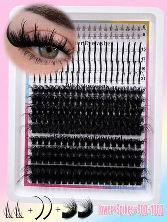 4 Styles Manga Lash Clusters Spike Lashes Individual Lash Clusters,Spikes+Lower Eyelashes+160D+200D /60D+80D/80D+100DMulti-Type Natural Look,320pcs/310pcs/290pcs/190pcs 6-21mm Mixed Length,Cat Eye Dramatic Wet Eyelashes Reusable Individual Segmented False Eyelashes Wispy&Ultra Soft DIY Eyelash Extension At Home Lash Clusters, Eyelash Clusters, Individual Eyelashes, Lashes, Fake Lashes