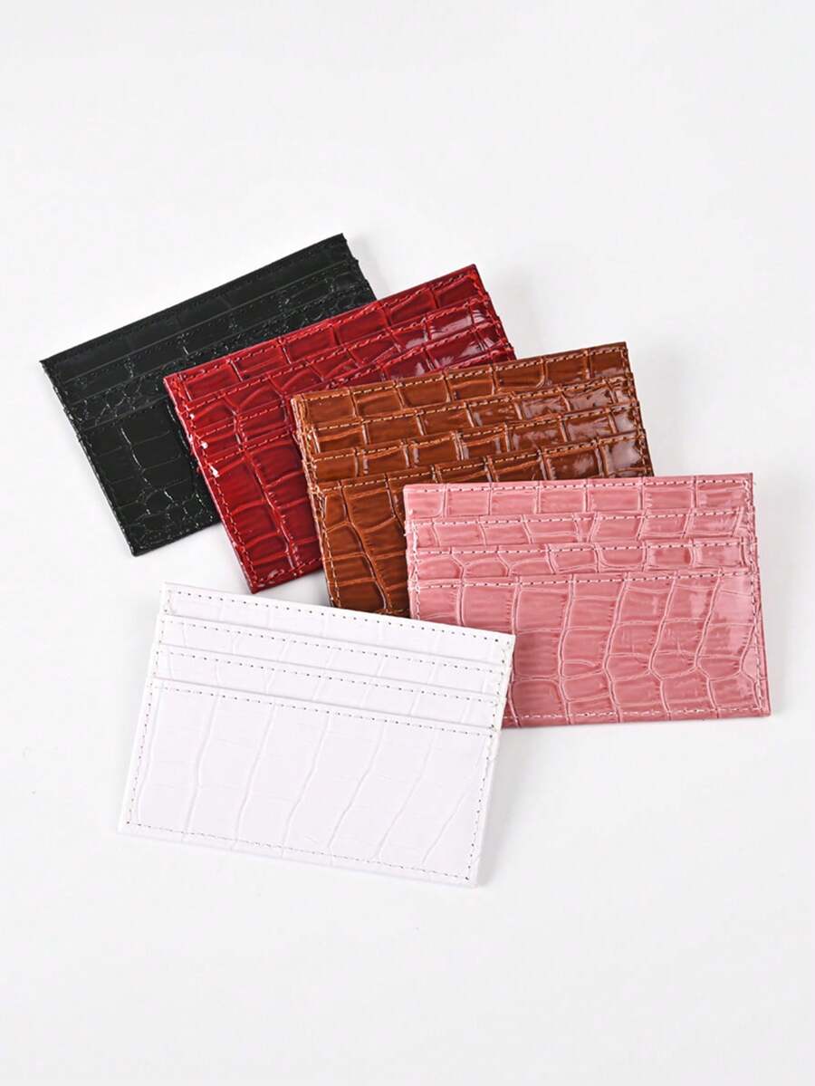 1pc Crocodile Patterned Pu Material Multi Slot Fashionable Card Bag, Wallet, Business Card Holder, Credit Card Bag, Mini Wallet, Card Bag. - Multicolor - View 1