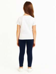 Tween Girls Leggings - Navy Blue - View 3