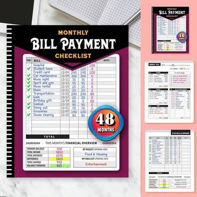 A New Journey Of 48 Months Of Financial Planning! This Bill Payment And Budget Tracking Program Includes A Monthly Financial Organizer Notebook To Help You Clearly Record Your Household Expenditure List. From Income To Expenses, It Provides A Comprehensive Overview, Carefully Made With High-Quality Paper Materials,
