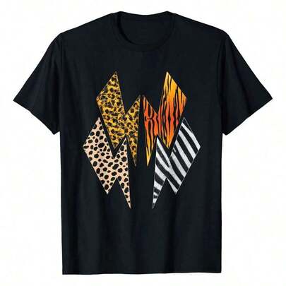 Camiseta con estampado de animales de leopardo, tigre, guepardo, cebra y relámpago, camiseta impresa para mujeres de 220g, 100% algodón, cuello redondo, camisetas cortas casuales para mujeres al aire libre, moda vintage clásica, ropa diaria de las cuatro estaciones, regalos de vacaciones