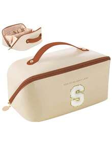 Premium PU Travel Cosmetic Bag,With Letter Cosmetic Storage Bag, Large Capacity Layered Cosmetic Bag, Zipper Bag, Portable Travel Organizer Multifunctional Waterproof Bag,Cosmetics Organization And Storage,Travel Accessories, Travel Essentials, Cruise Essentials, Jewelry Storage, Lip Oil Storage, Nail Polish Storage, Valentine's Day Gift, Bridesmaid Gift, Birthday Gift, Friend And Teacher Gift, Holiday Gift, Mother Gift,Gift For Women,Gifts For Women,Christmas Gifts,Gift Ideas For Women