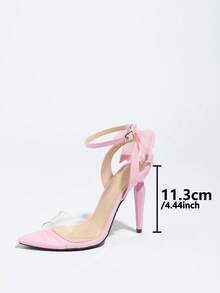 Women's High Heel Sandals, Pointed Toe, Transparent PVC Glass Jelly, Bowknot Decor, Adjustable Ankle Strap, Elegant & Luxurious, Suitable For Party, Wedding, Formal Occasions, Pink,Spring Summer Outfits - Pink - View 4