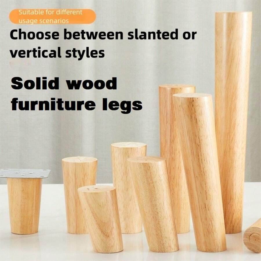 4pcs Furniture Replacement Legs, Solid Wood Material, Upgraded Thicker & Extra Strong Load Bearing, Various Styles & Sizes Available, Complete Accessories For Easy Installation, Suitable For Sofa, Cabinet, Chair, Cupboard, Bed