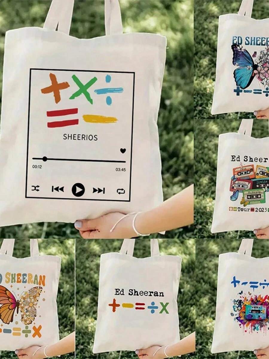 Ed Sheeran Tour Print Tote Bag Handbag Cosmetic Bag Canvas Large Capacity Shoulder Bag Capacity Travel Shopping BagChristmas Gifts Christmas Gifts - 樣式4 - 查看 1