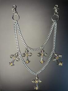 1pc Cross Pendant Wallet Chain, Vintage Chain, Double Layer Chain, Punk Style Jeans Chain, Key Chain, Waist Chain Combination For Men - Multicolor - View 10