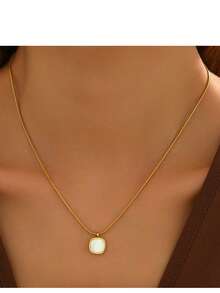 1pc Fashionable Square & Round Snake Necklace, Casual Minimalist Accessory