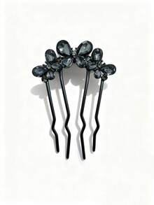 1pc Women's Elegant Rhinestone Butterfly Decorative Hair Clip, Metal Rhinestone Material, Updo Hairstyle Lightweight Luxurious Elegant Design, Butterfly Rhinestone Hair Comb, Suitable For Daily Outings, Luxury Outfits, Elegant Style Matching, Headpiece, Haircomb, Side Comb