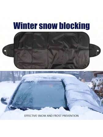 1pc Universal Car Windshield Cover, For Snow And Sunshine, Polyester Fiber, All-Season Protection, Summer Sun Shade And Winter Snow Guard, Basic Vehicle Accessory, Windproof, Snow-Proof, UV-Proof, Suitable For All Seasons, Durable Polyester Material, Easy To Install