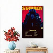 Framed  Starboy Album Premium Music Poster | Artwork Tracklist. New Year, Halloween, Thanksgiving Day, Christmas, For Room Decor, Room Painting, Living Room Painting, Halloween Decor, Bathroom Decor, Home Decor, Wall Decor, Bedroom Decor. - Đóng khung - Xem 3