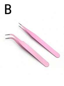 2pcs Stainless Steel Tweezers, Handmade DIY Eyelash Tweezer, Curved & Straight Tweezers For Gardening, Tools For Men