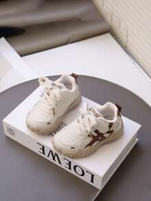 1 par de tênis infantis unissex de couro, casuais e estilosos, para meninos, ideais para skate, com sola macia e antiderrapante, perfeitos para caminhadas e corridas ao ar livre, ideais para estudantes universitários e para o outono. Perfeitos para primavera, verão e outono. - Caqui - Ver 3