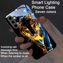 Cool Beast Flame Tiger Pattern Colorful Intelligent Voice Controlled Luminous Phone Case Suitable For S25Ultra/S24Ultra/S22Ultra/S23Ultra/S21Ultra/S20Ultra/S10+/S10/S10 5G/Note20Ultra/Note10+/A55/A54/A53/A52/A35/A34/A32/A25/A73/A15/A56/A42/A14/A13 Fold 7/Fold6/Fold 5 Intelligent Luminous Voice Controlled Phone Case - Night Light Technology, Elegant Daytime Design, Enhanced Nighttime Visibility -1pc - Vàng - Xem 6