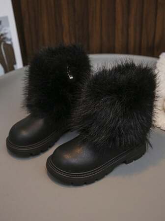 1 Pair Children Girls' Cute & Fashionable Boots, Warm Academy Outdoor Boots, Casual Boots For All Seasons, Autumn/Winter