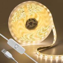 USB-Powered Warm White LED Strip Lights, Flexible & Uniform Illumination For DIY Cabinets, Bedrooms, Kitchens, And Modern Home Decor, Kitchen Lighting | Flexible Light Strip | Warm White Glow, Lights For Living Room For Halloween Decor, Bedroom - 暖白色 - 查看 1