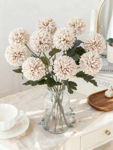 1/6/80件組人造菊花絲綢花束，婚禮花瓶用仿真植物，居家餐廳臥室裝飾，節日生日派對裝飾，戶外花園裝飾，婚禮裝飾，戶外人造植物，家居裝飾，仿真植物，仿真花 - 白色 - 查看 4